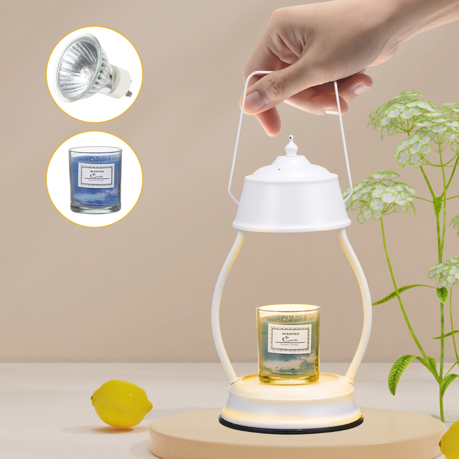 Candle Warmer Lamp Dimmable Adjustable Timing Candle Light Warmer Holder for Home Office (US Plug)