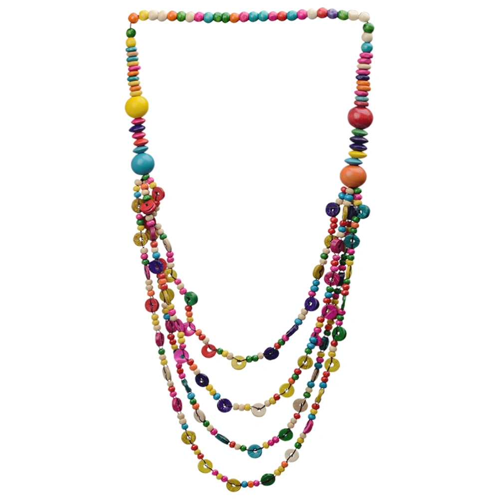 Bohemian Style Coconuts Shell Wood Beads Necklace Colorful Layered Necklace for Women Girl