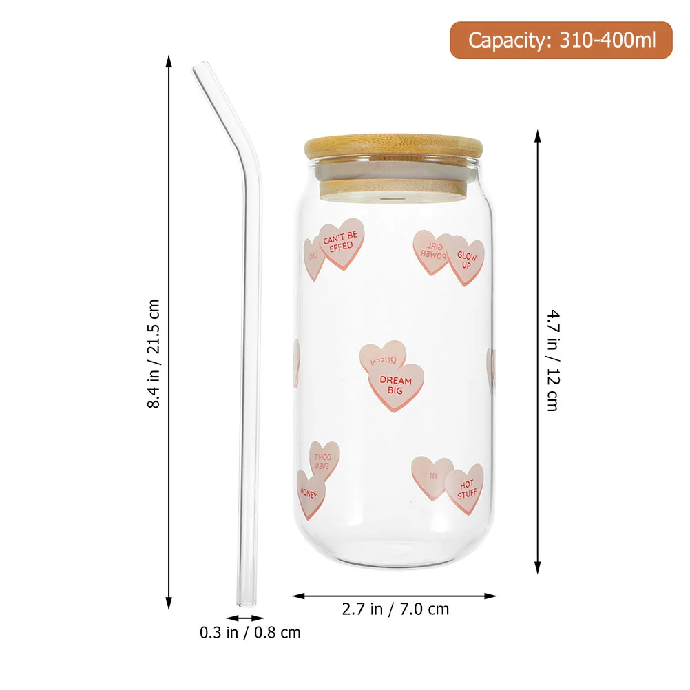 Glass Coffee Cups Glass Juice Cup Milk Cups with Wood Lid and Straw for Home Restaurant