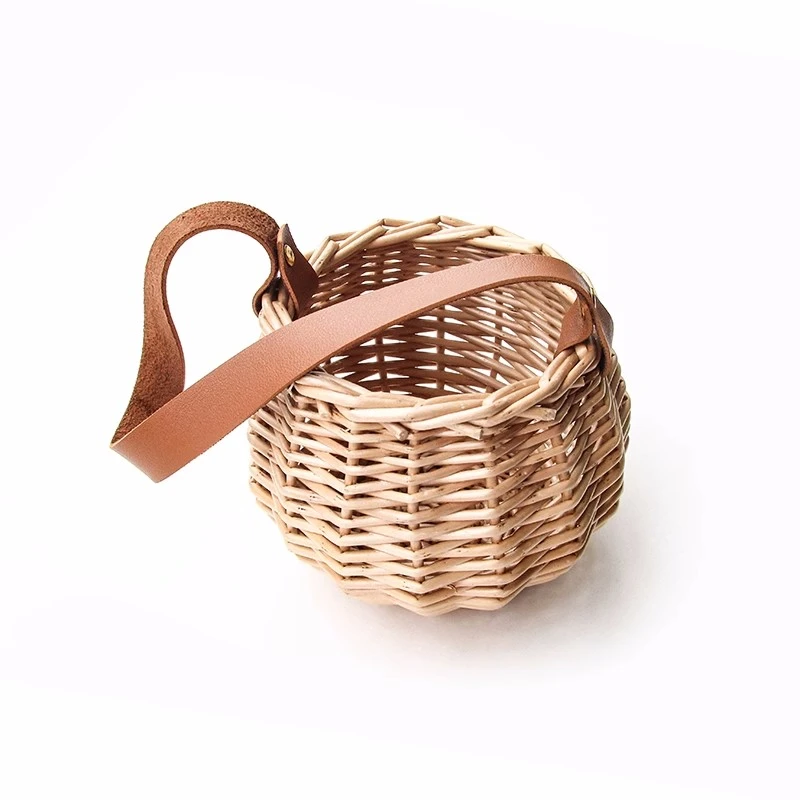 Wicker Woven Flower Basket Flower Arrangement Basket Wedding Woven Flower Girl Basket with Handle