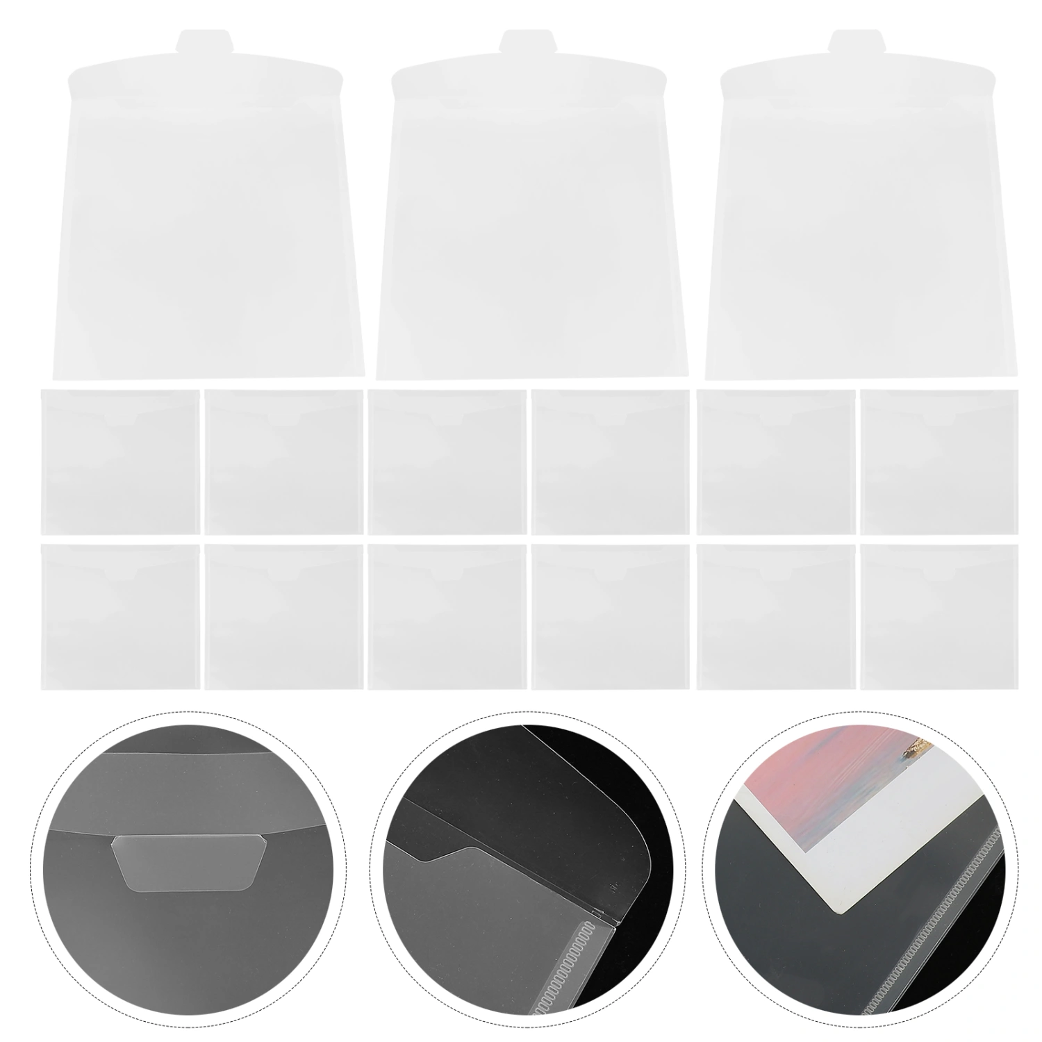 20Pcs Multifunctional Document Bags Transparent File Pockets Practical File Protectors