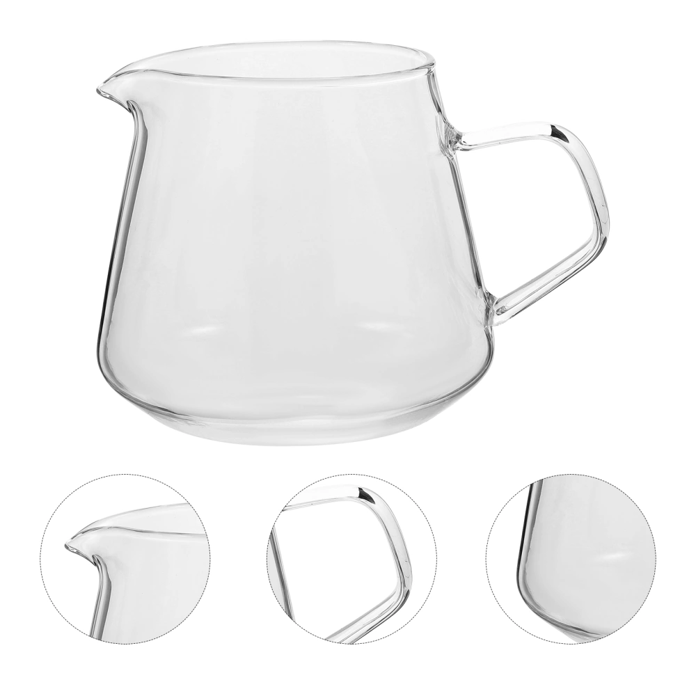 Glass Coffee Cup Clear Glass Coffee Carafe Coffee Milk Creamer With Anti-scald Handle Coffee Saver 650ml