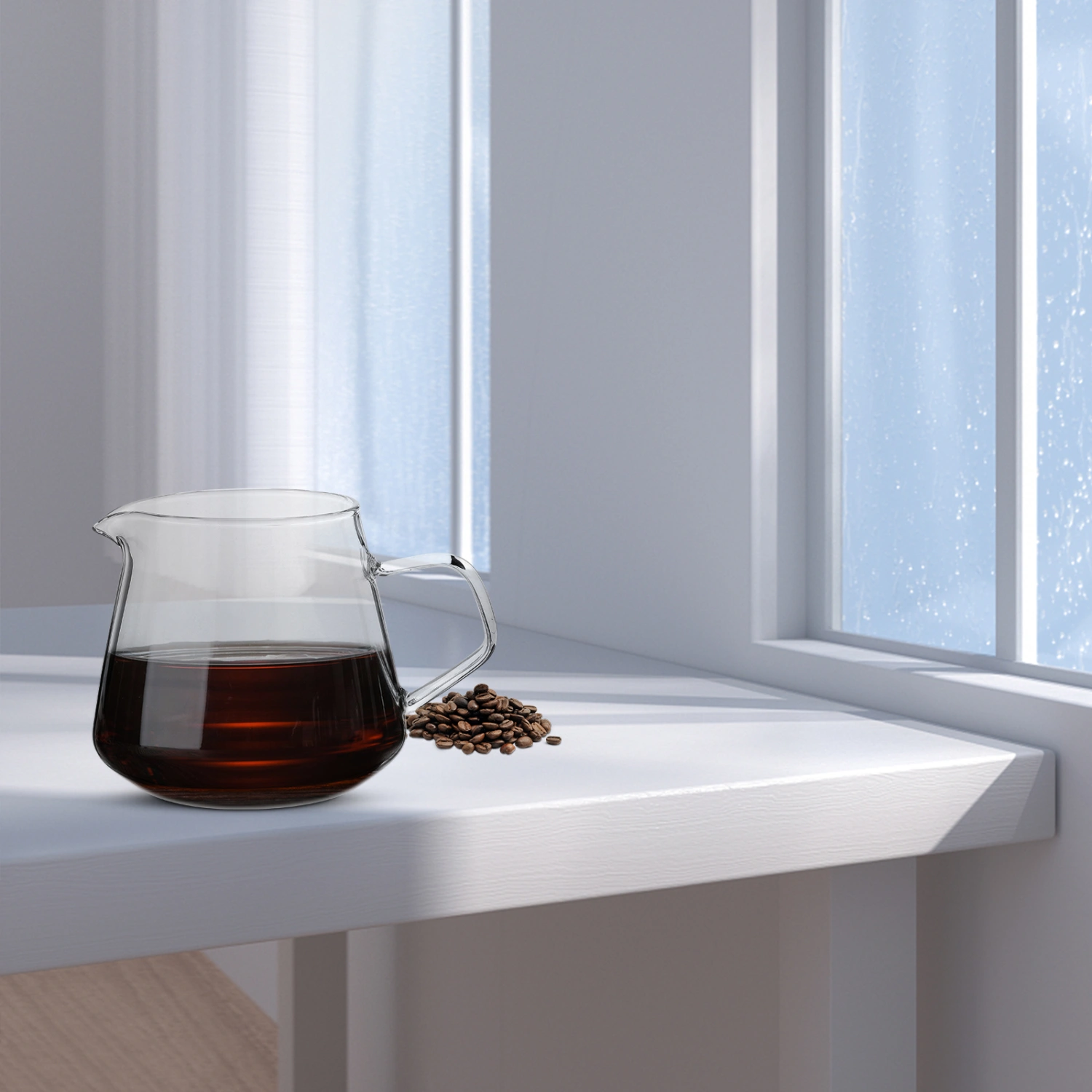 Glass Coffee Cup Clear Glass Coffee Carafe Coffee Milk Creamer With Anti-scald Handle Coffee Saver 650ml