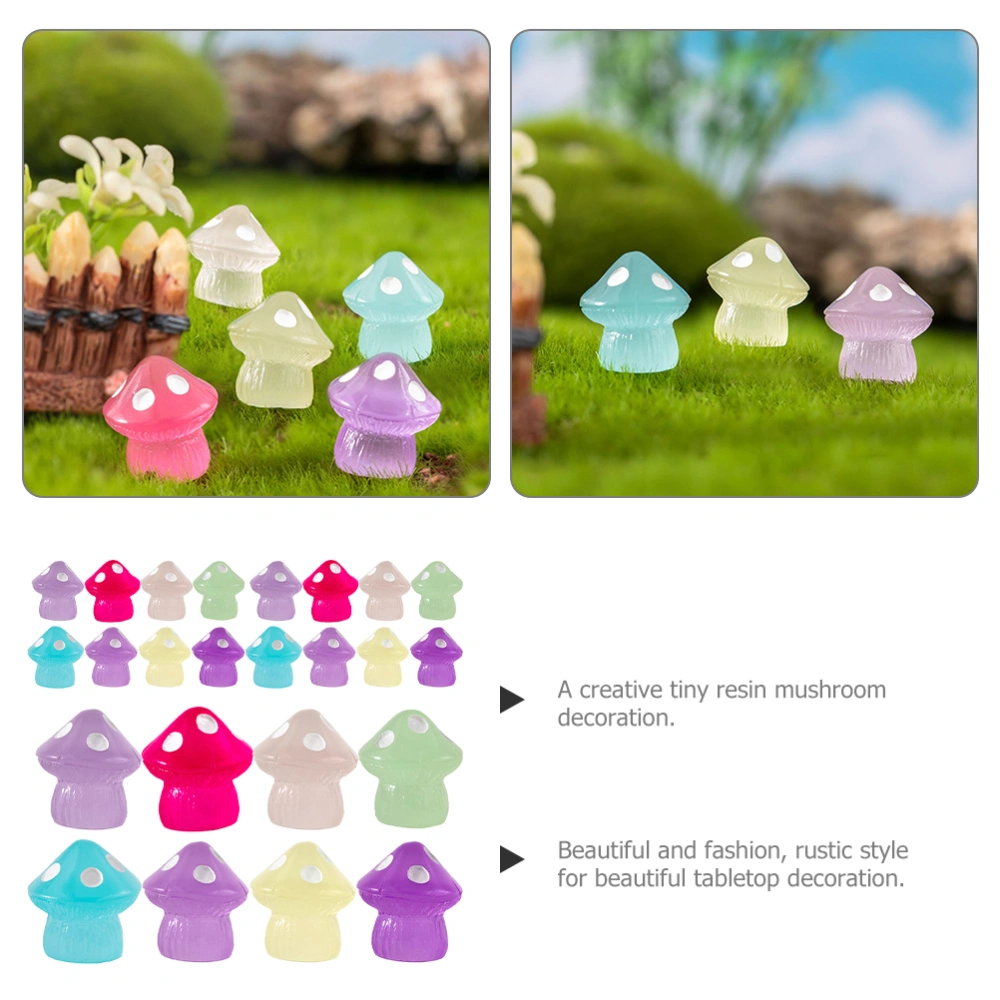 24Pcs Mini Mushroom Ornaments Miniature Figurines Luminous Mushrooms Bonsai Mushroom Models