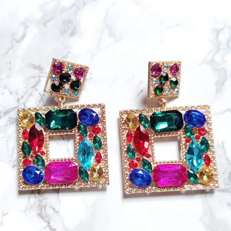 1 Pair Rhinestone Earrings Statement Dangle Earrings Colorful Earrings Jewelry Gifts