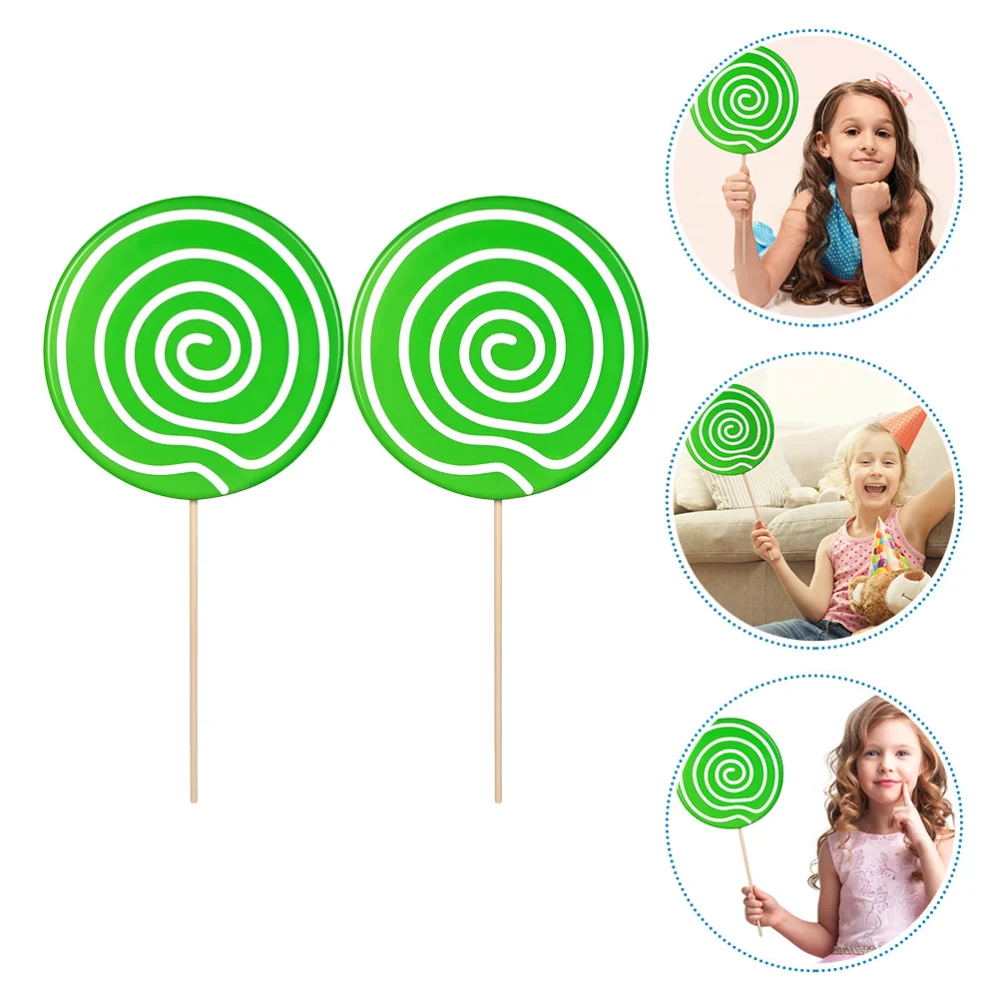 2pcs Kids Handheld Large Lollipop Model Lovely Candy Ornament Fake Lollipop Prop for Party Use