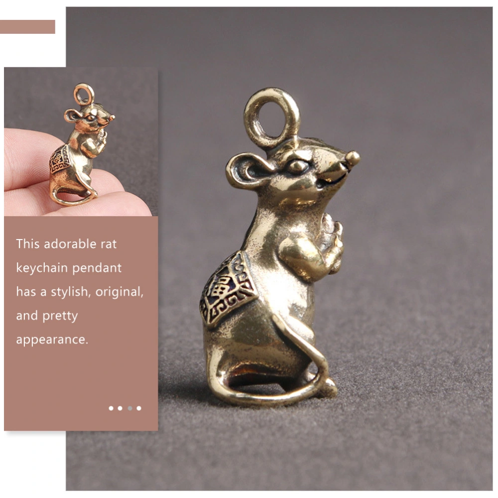 4Pcs Decorative Rat Pendants Brass Mouse Ornaments Chinese Zodiac Pendants Key Pendants