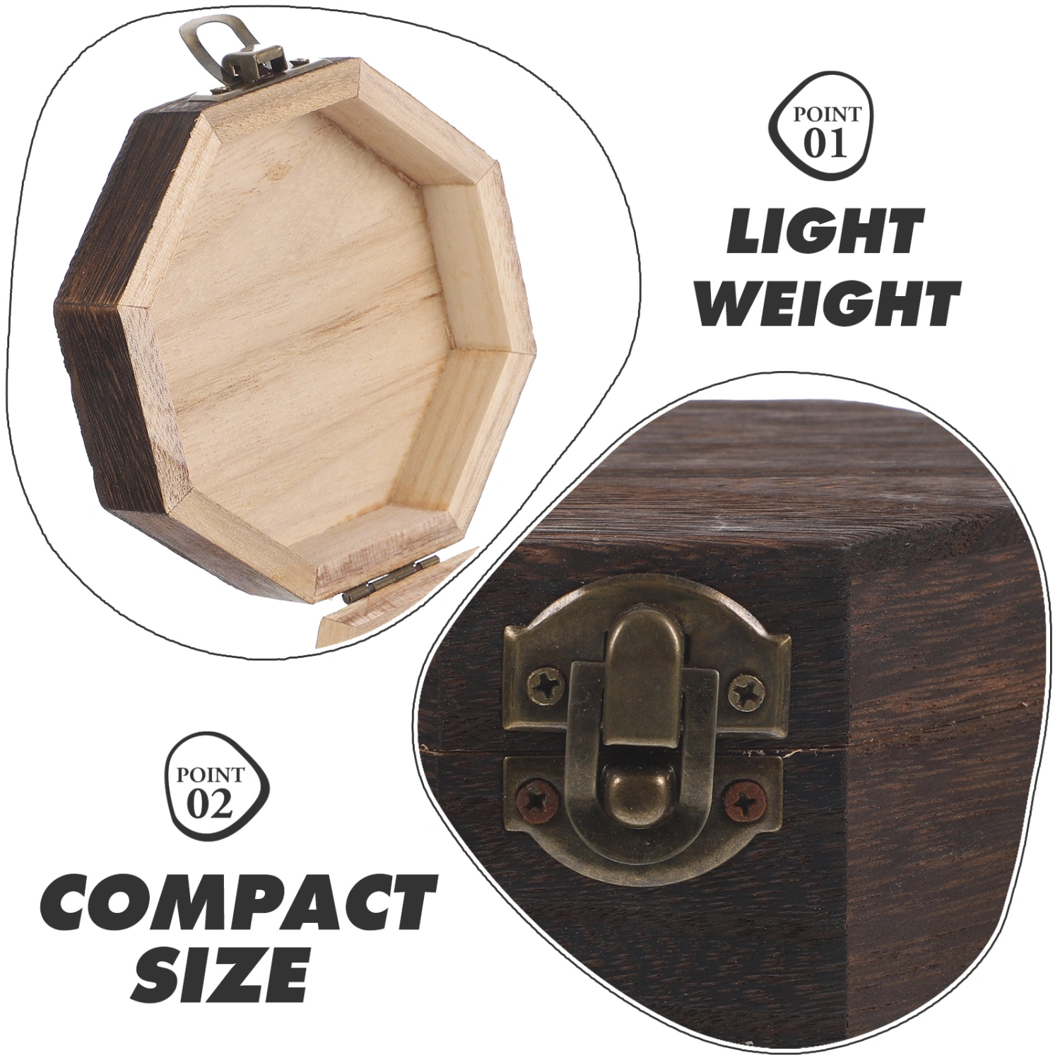 Simple Wooden Jewelry Box Wooden Ring Box Octagonal Ring Case for Women