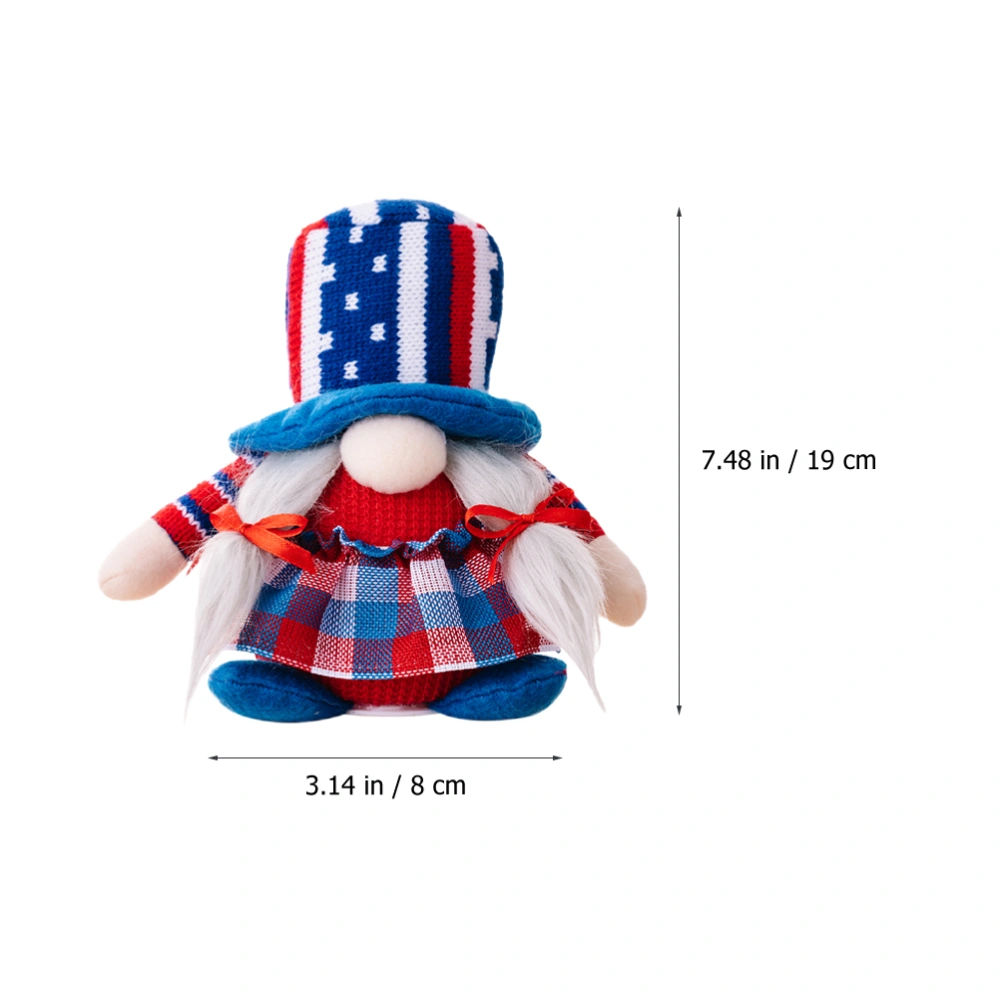 Patriotic Gnome Decor Independence Day Decoration Adorable Kintted Gnome with Light Patriotic Decoration