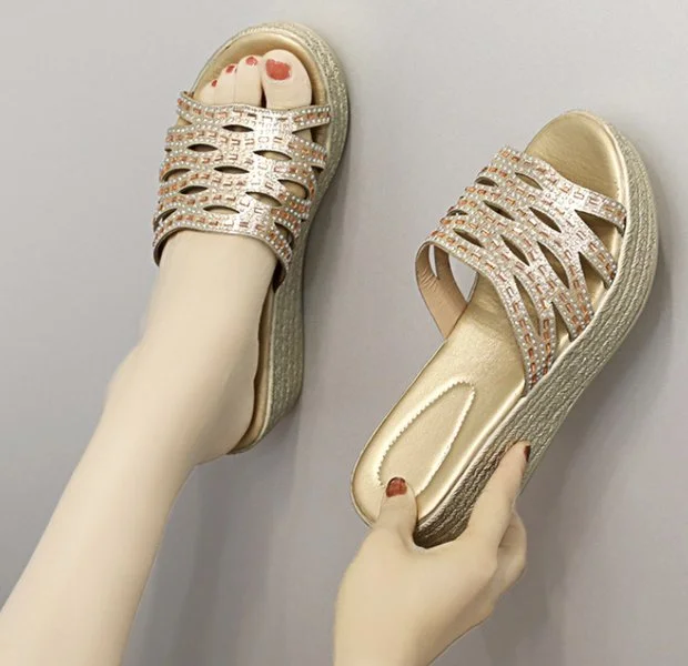 1 Pair Platform Sandals Women Dressy Slides Glitter Slides Wedge Sandals for Women