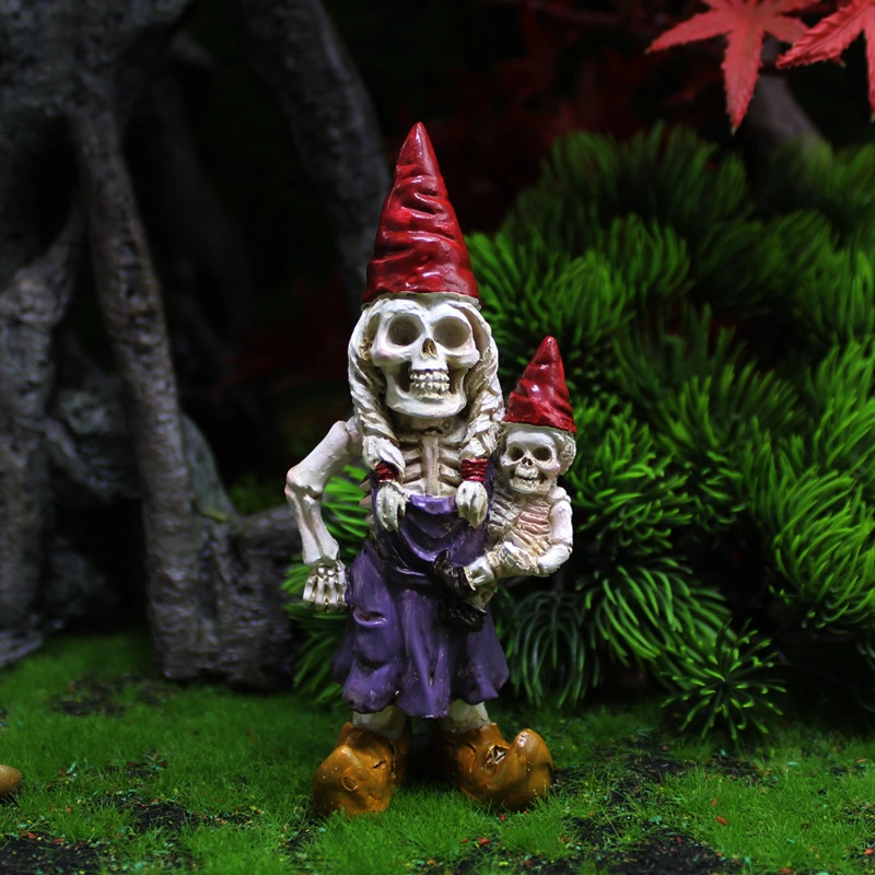 2Pcs Garden Gnome Resin Statue Skeleton Gnomes Bonsai Decoration Resin Skeleton Decoration