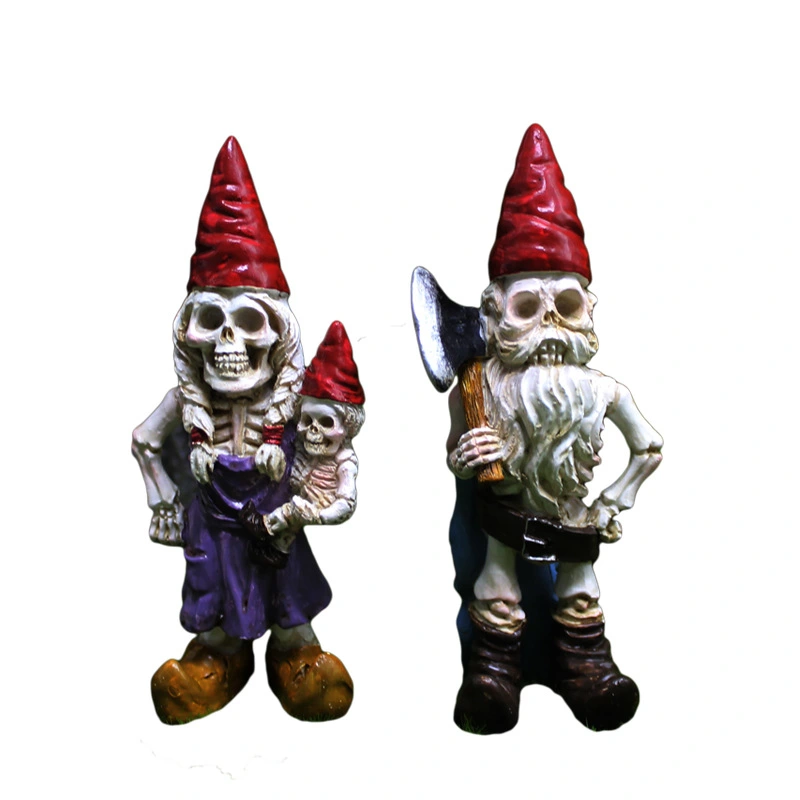 2Pcs Garden Gnome Resin Statue Skeleton Gnomes Bonsai Decoration Resin Skeleton Decoration