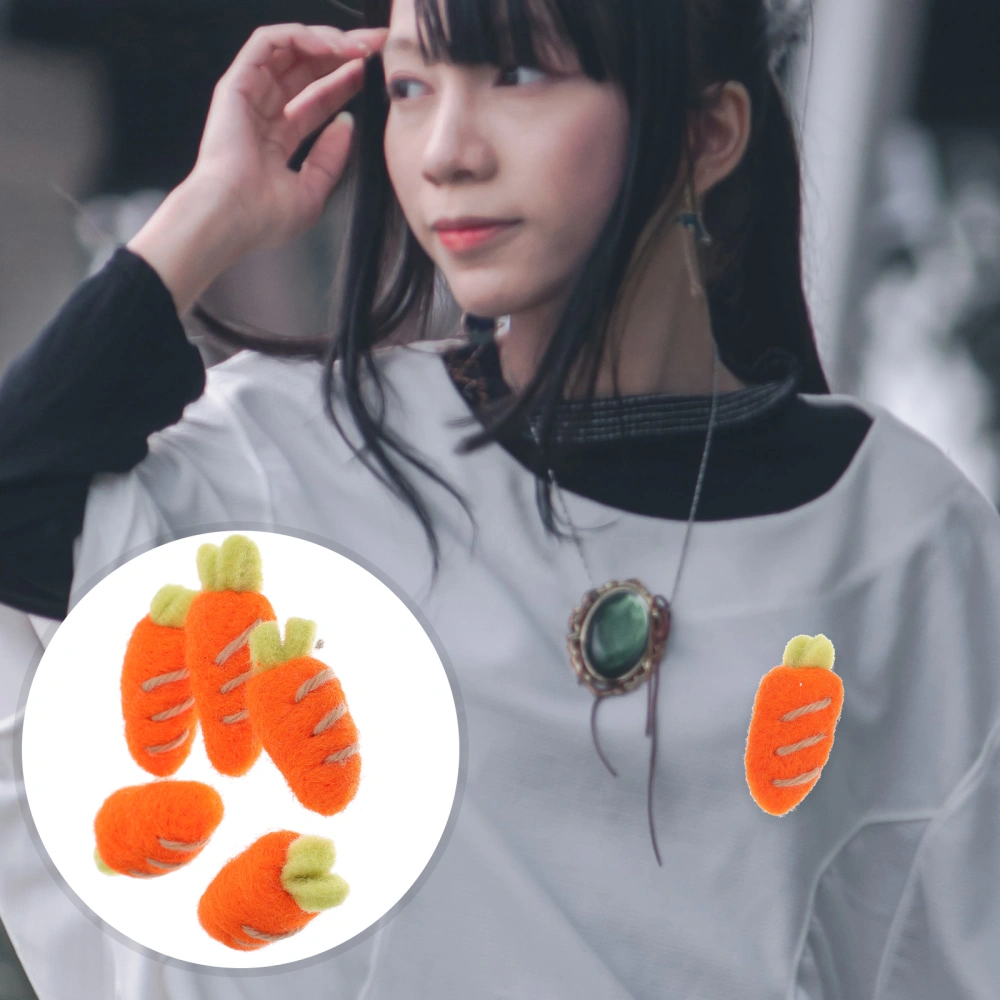 5Pcs Wool Felt Carrots DIY Hairpin Brooch Making Material Carrot Garland Accessory