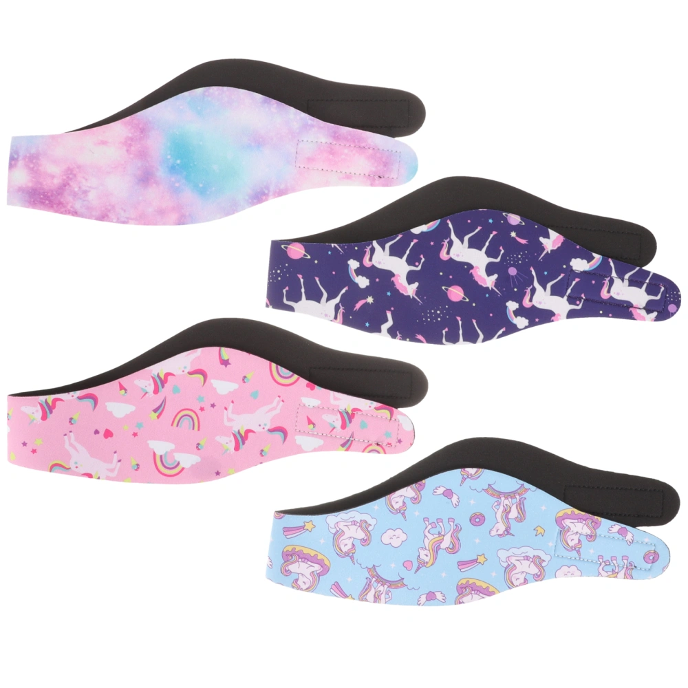 4pcs Swimming Headbands Shower Ear Covers Adjustable Swim Headbands for Protection