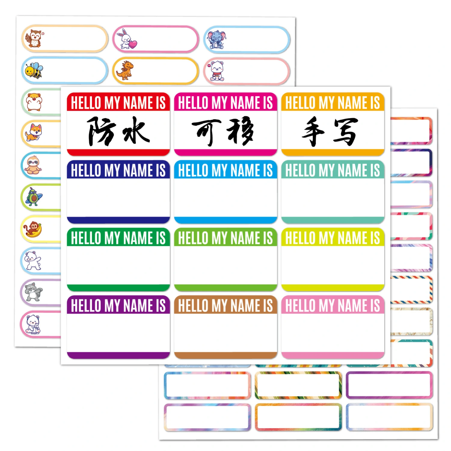 10 Sheets of Name Tag Stickers Writable Name Tags Adhesive Category Tags Self-adhesive Labels Stickers