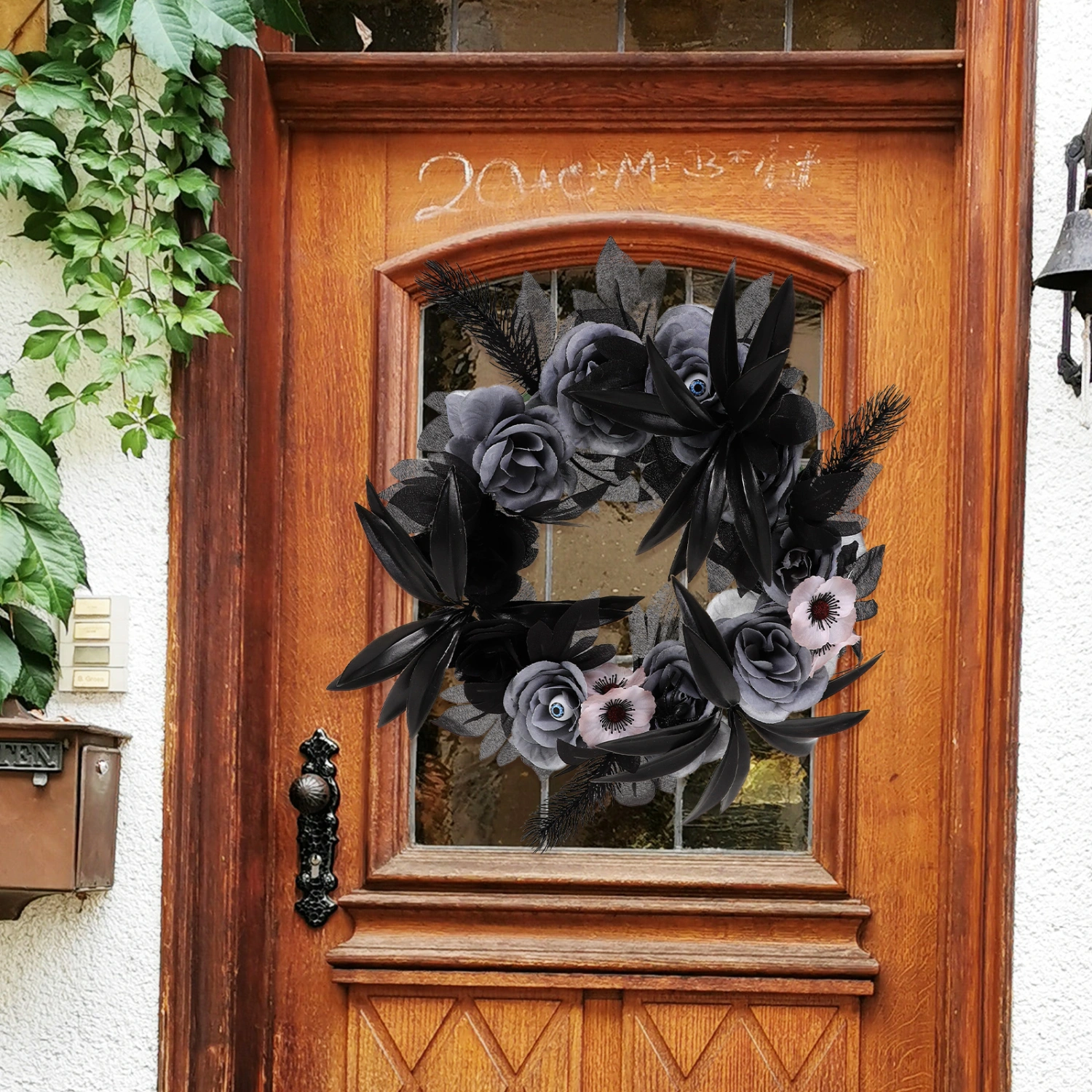 Halloween Eyeballs Spider Flower Wreath Gothic Halloween Wreath for Front Door Spooky Eyeball Halloween Decor