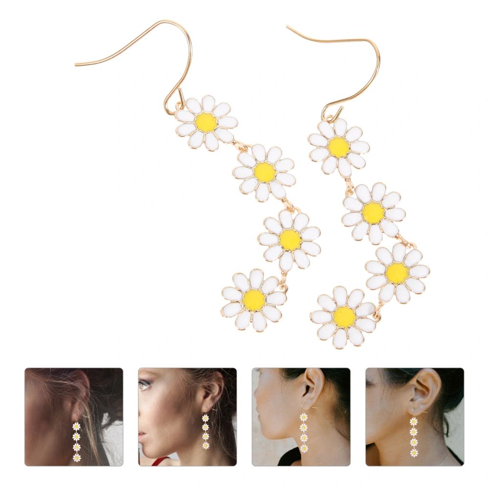 1 Pair Flower Earrings Women Drop Earrings Teen Girls Daisy Earrings Hook Earrings Ear Jewelries