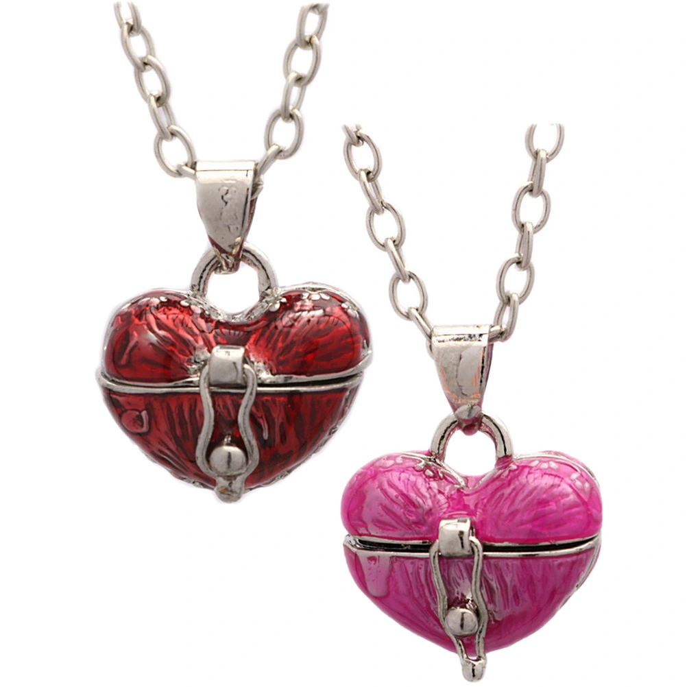 2pcs Heart Locket Pendant Love Heart Locket Necklace Vintage Necklaces Birthday Gifts