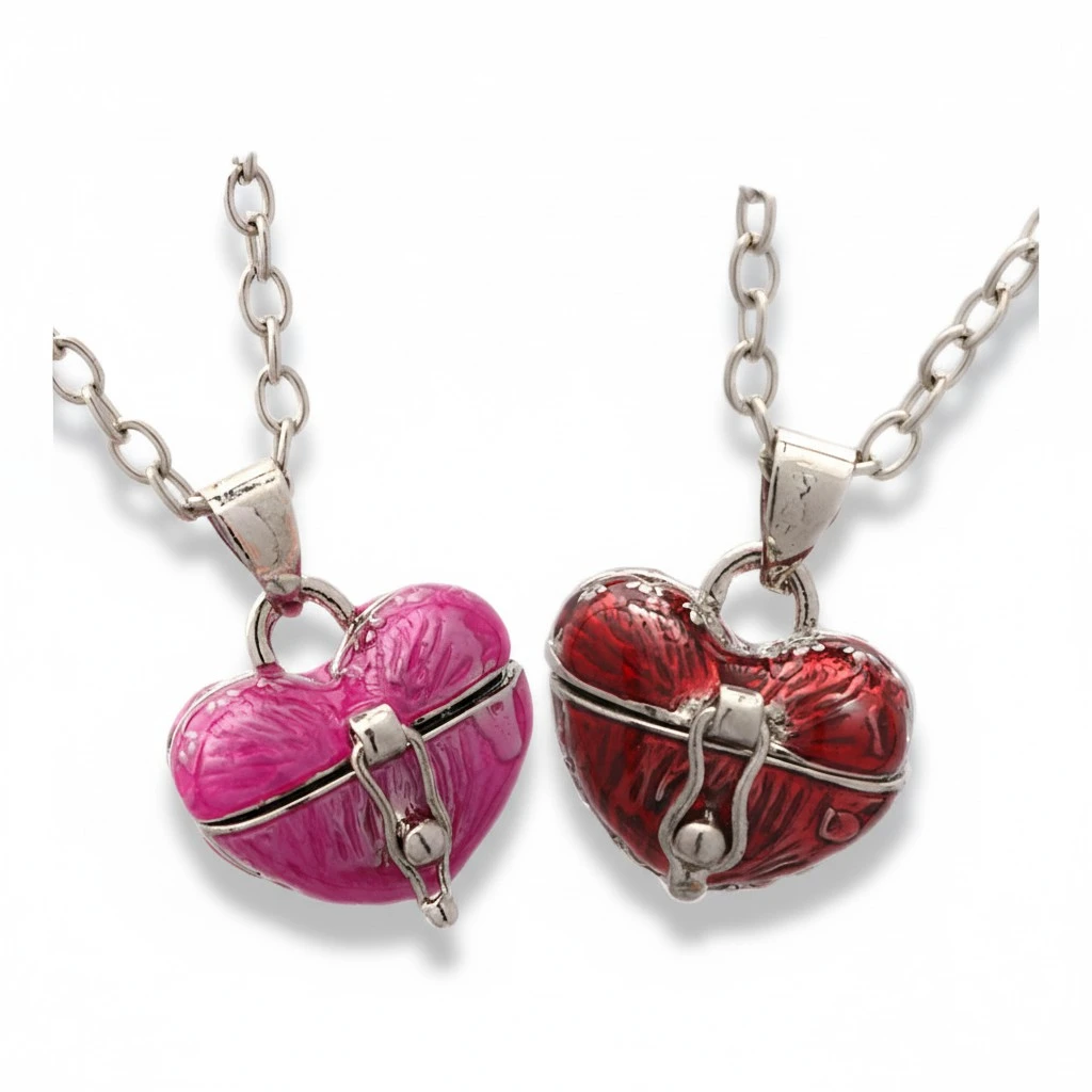 2pcs Heart Locket Pendant Love Heart Locket Necklace Vintage Necklaces Birthday Gifts