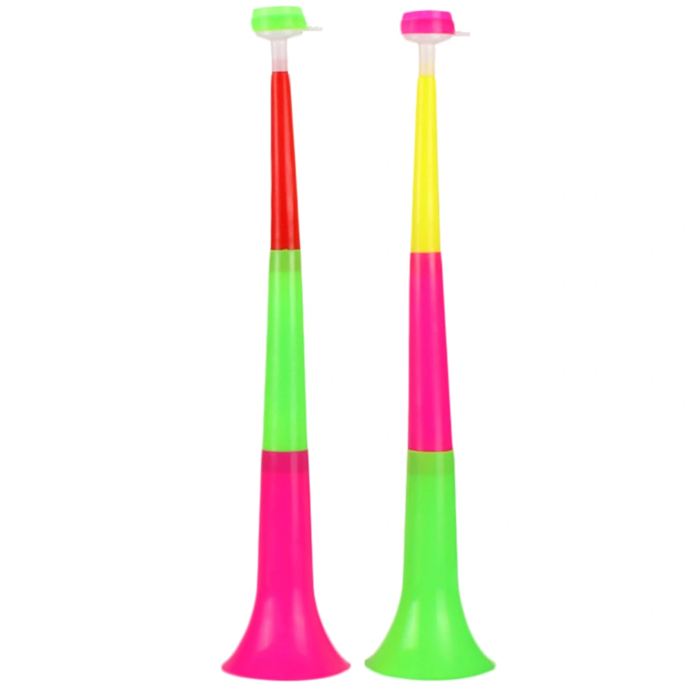 2pcs Colorful Trumpet Toy Portable Plastic Small Trumpet Football Game Cheering Telescopic Trumpets