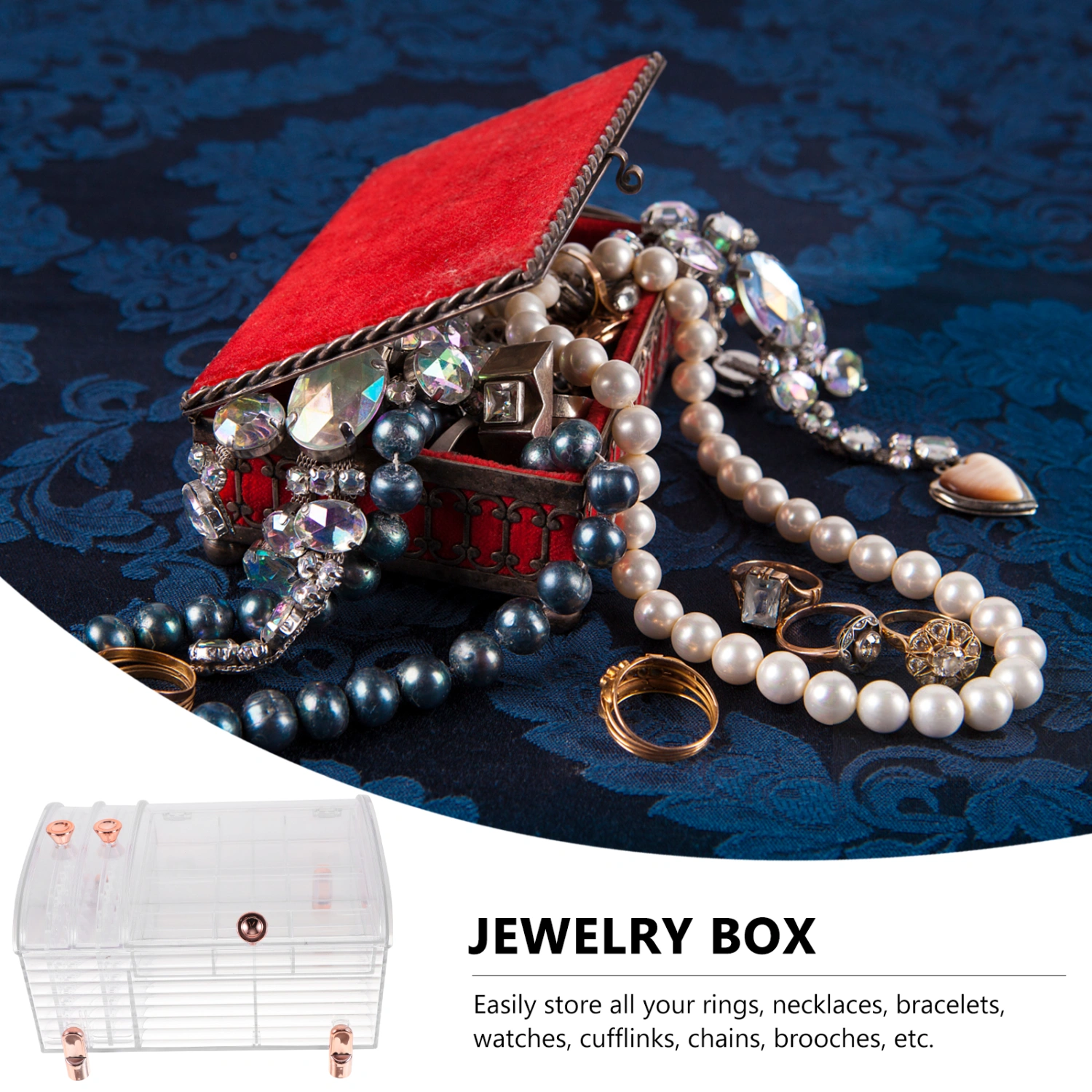 Jewelry Organizer Box Earring Holder  Earrings Ring Necklace Bracelet Display Case