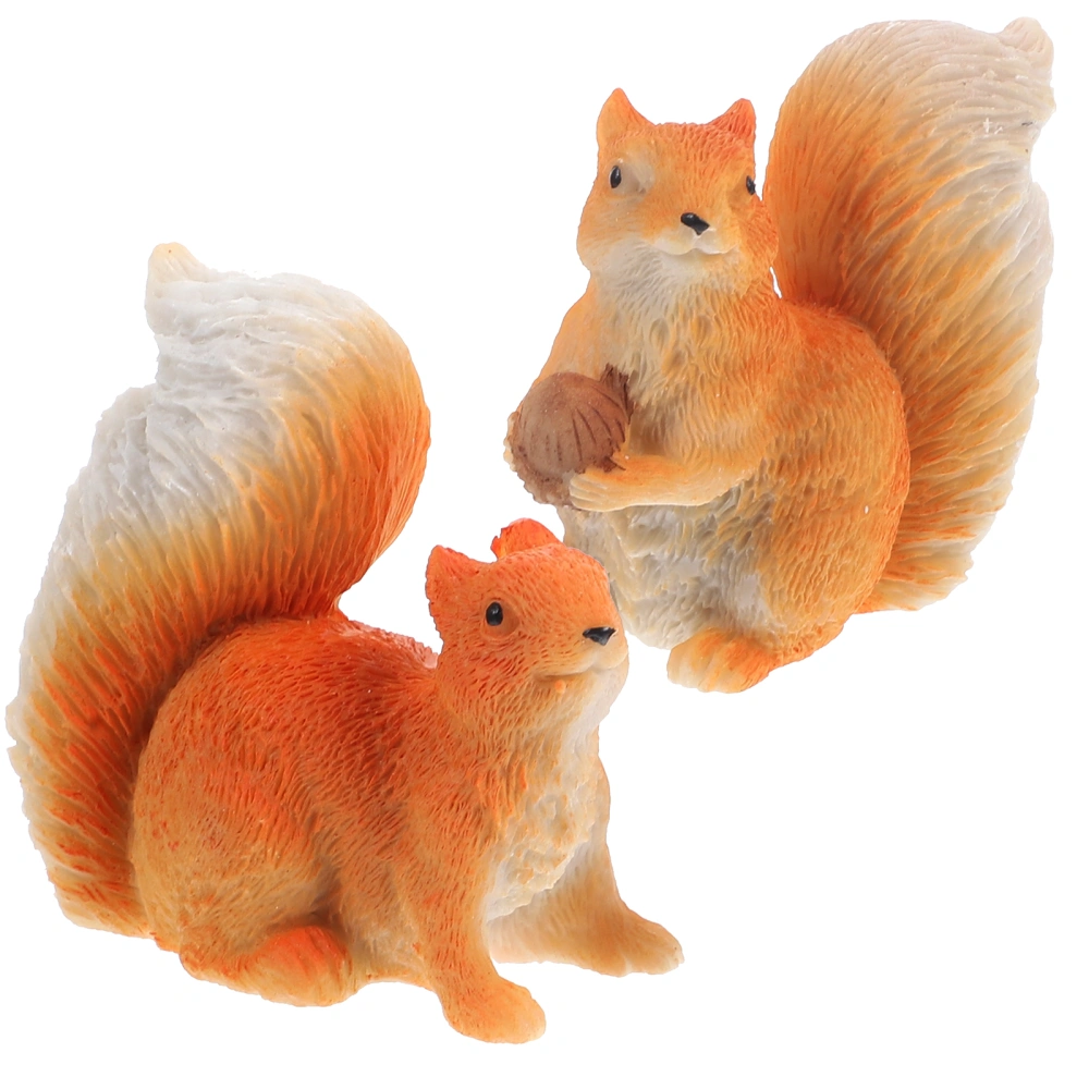 2pcs Micro Landscape Squirrel Ornament Bonsai Decoration Resin Garden Ornament