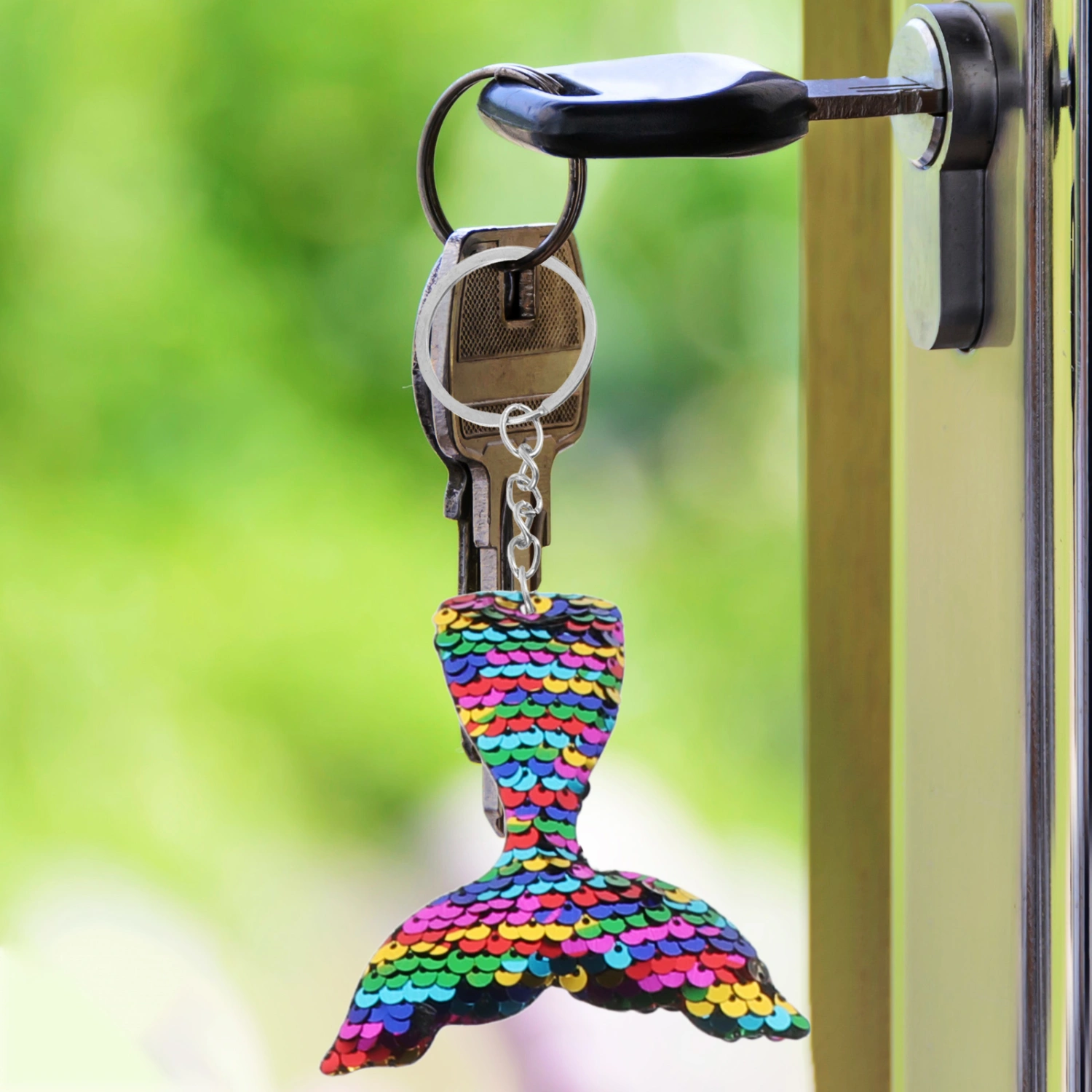 22pcs Unique Sequin Key Chain Double-side Glitter Key Ring Bag Hanging Glitter Pendant