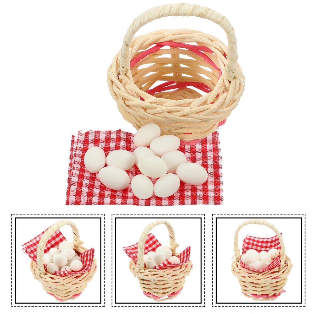 1 Set of Miniature Egg Playthings Miniature Egg Basket Micro Landscaping Mini Egg Toys