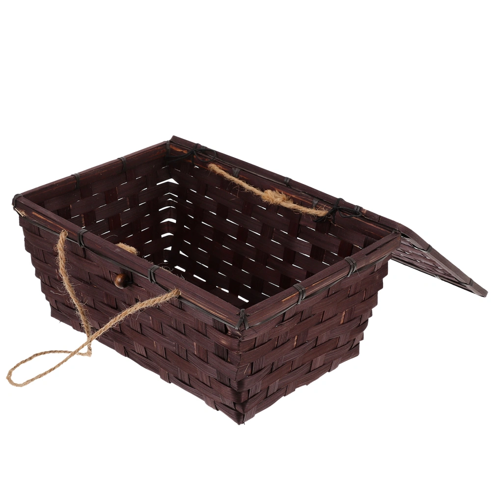 Vintage Style Bamboo Woven Basket Household Sundries Storage Woven Basket Versatile Woven Basket With Lid