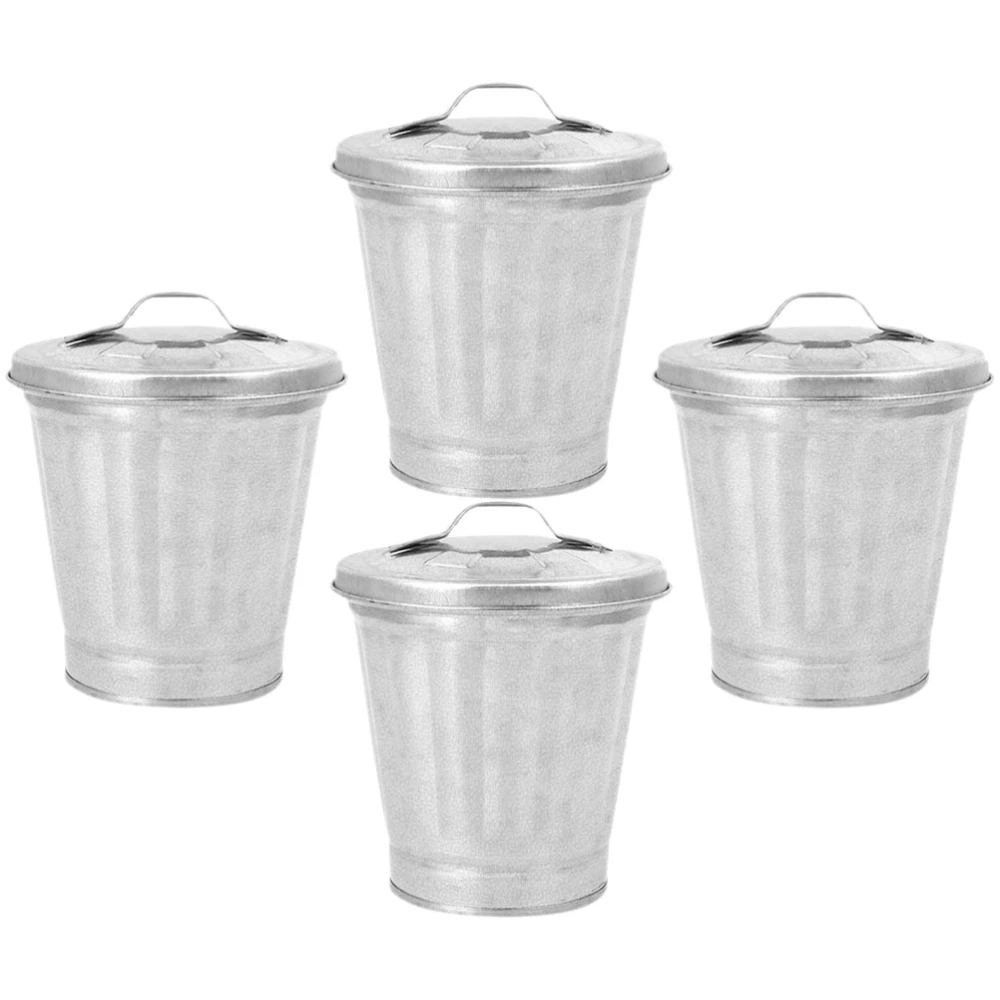 4Pcs Desktop Trash Can Small Garbage Bin With Lid Waste Holder Can for Home Office Table