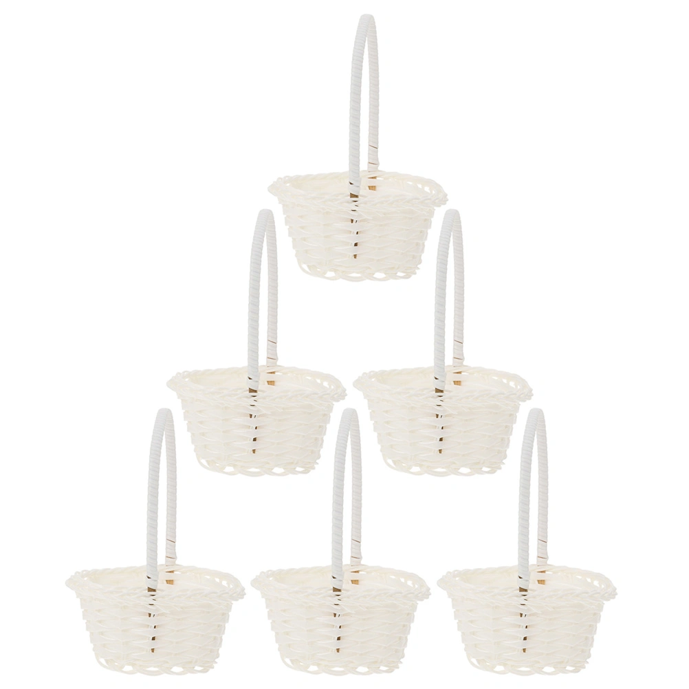 6pcs Woven Storage Basket Wedding Flower Girl Baskets Woven Gift Storage Basket