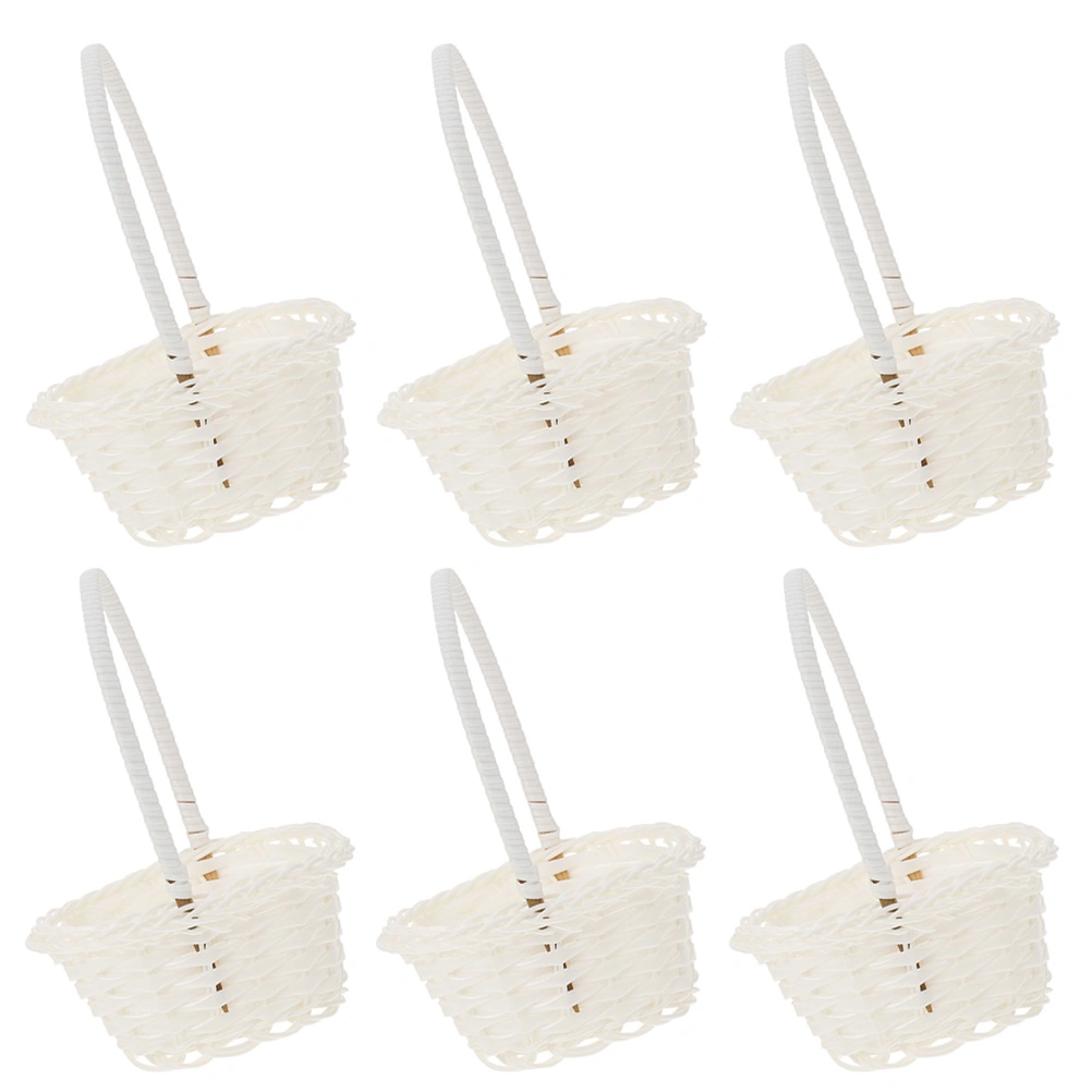 6pcs Woven Storage Basket Wedding Flower Girl Baskets Woven Gift Storage Basket