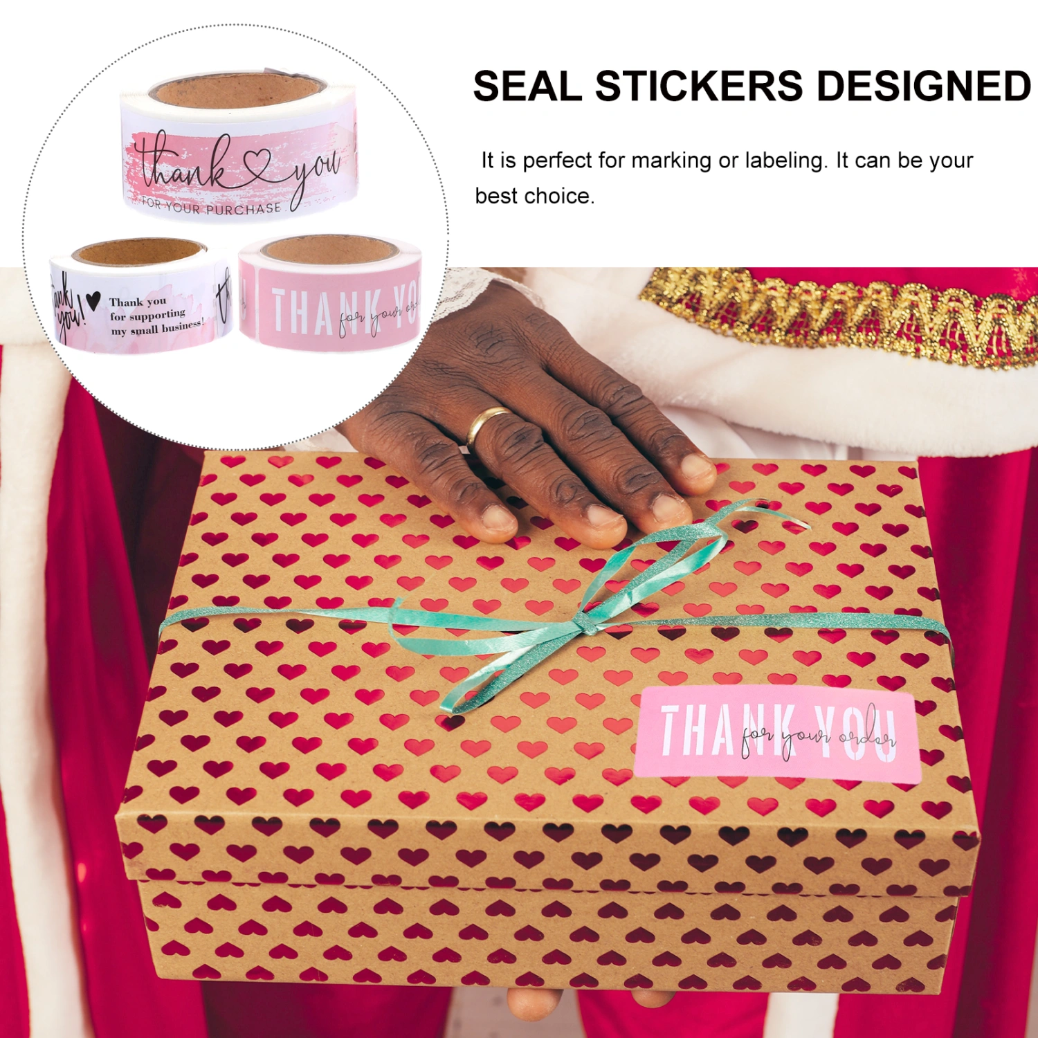 3 Rolls of Thank Themed Roll Stickers Household Gift Stickers Label Stickers Letter Accessory
