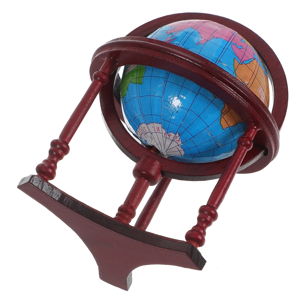 Doll House Miniature Globe With Wood Rack Ornament Doll House Globe Ornament