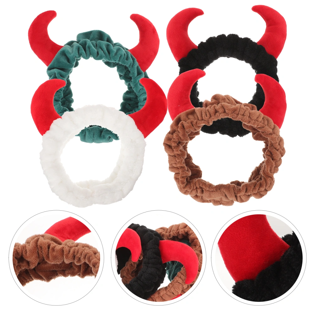 4 pcs Devil Horn Makeup Headband Women Face Washing Headband Spa Headbands