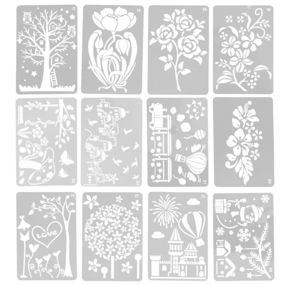 1 Set Drawing Painting Stencil Reusable Journaling Drawing Template Hollow Painting Template Stencil for Crafts