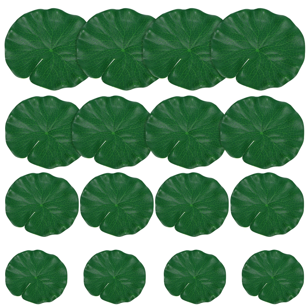 16 Pcs Artificial Lotus Leaves Simulation Floating Water Lotus Leaves for Home Garden Ponds Pool Aquarium Fish Tank