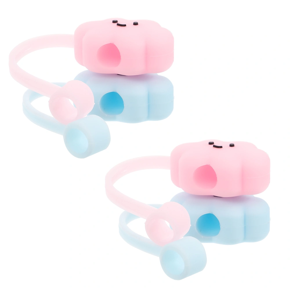 2Pcs Silicone Straw Plugs Portable Straw Tips Covers Cloud Shaped Straw Protectors