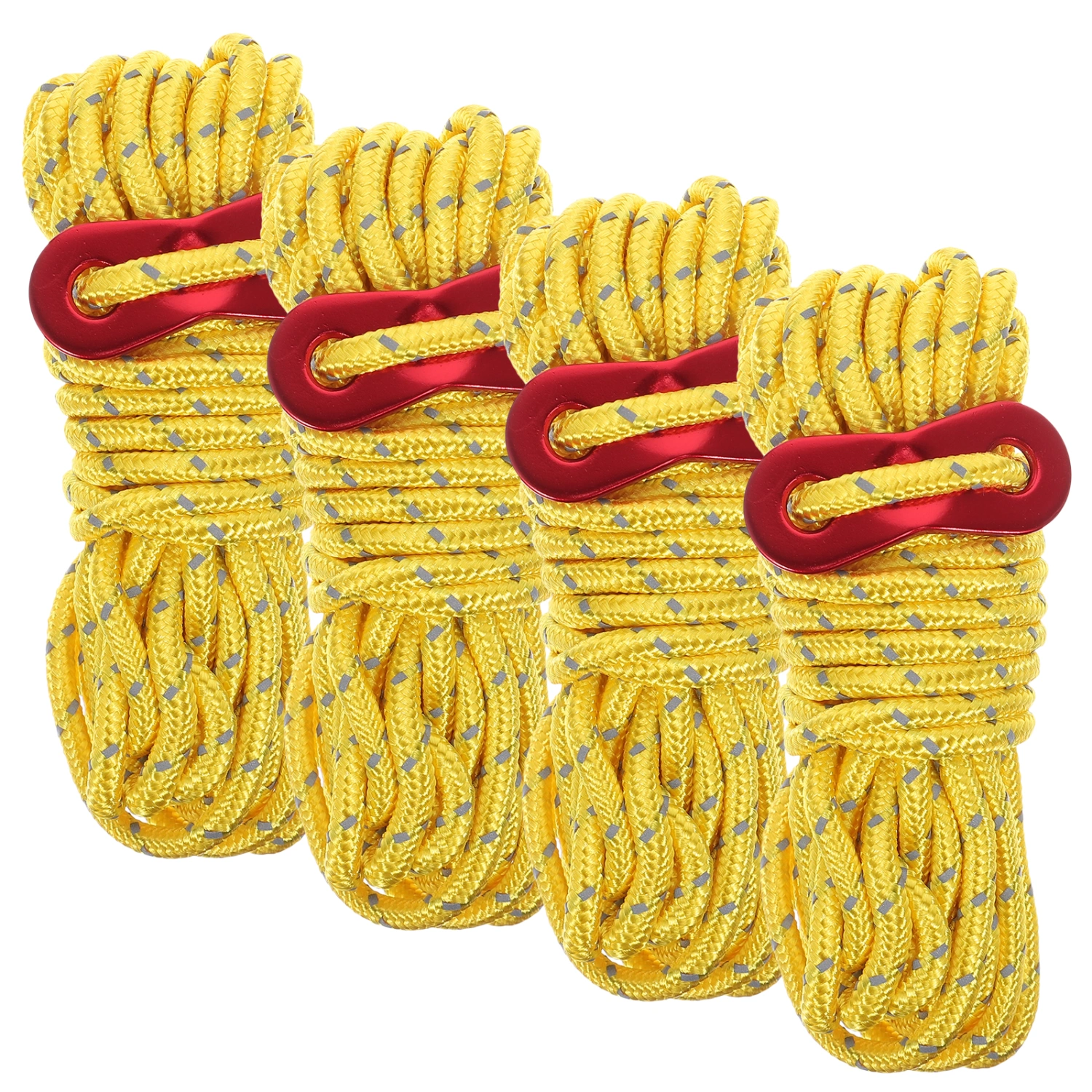 4 Sets of Camping Tent Ropes Reflective Canopy Ropes Tent Fixing Ropes Camping Supplies with Buckle