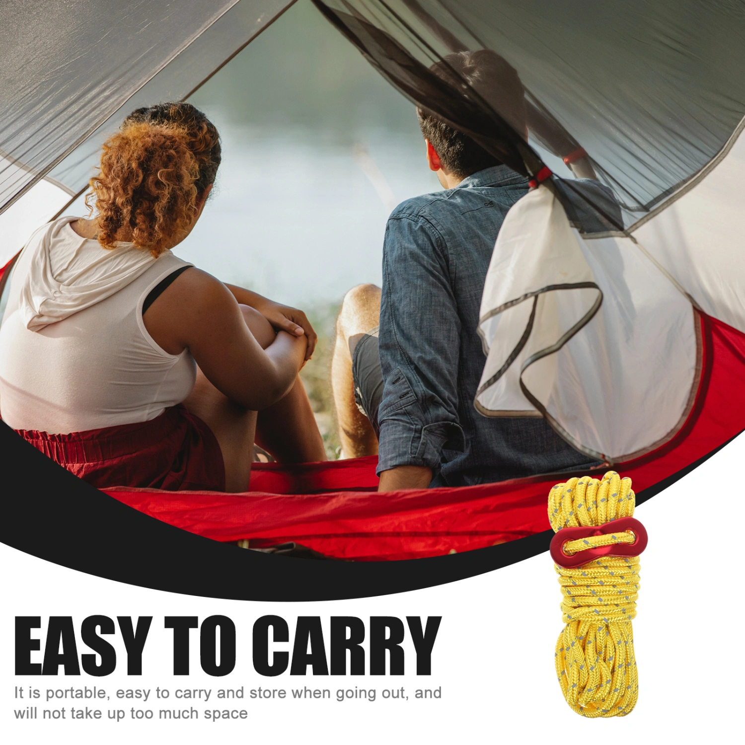 4 Sets of Camping Tent Ropes Reflective Canopy Ropes Tent Fixing Ropes Camping Supplies with Buckle