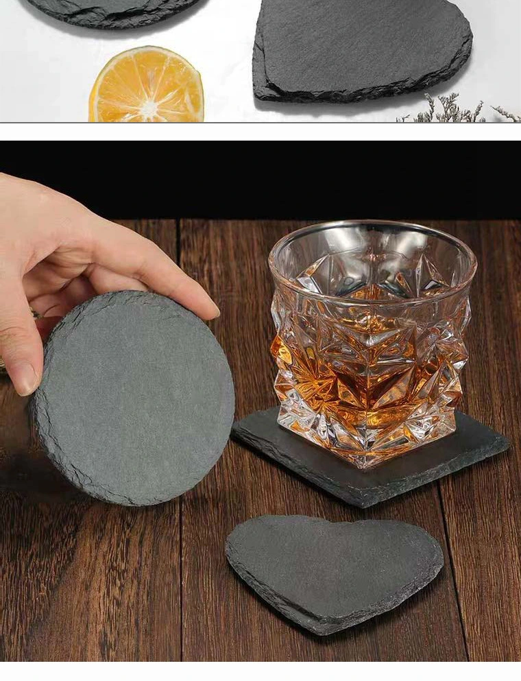 12Pcs Natural Slate Coasters Square Drink Coasters Cup Coaster Rustic Cup Pad