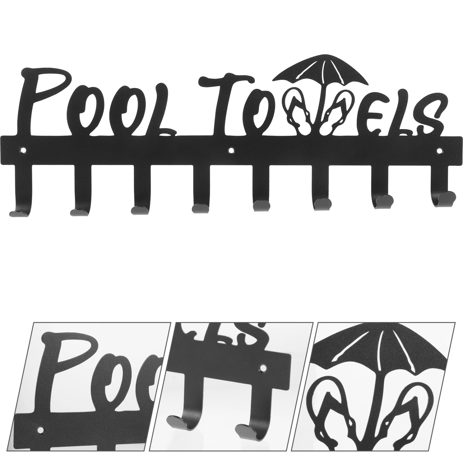Towel Hook Rack Wall Mounted Rack Metal Towel Hook Rail for Hat Towel Robes Keys