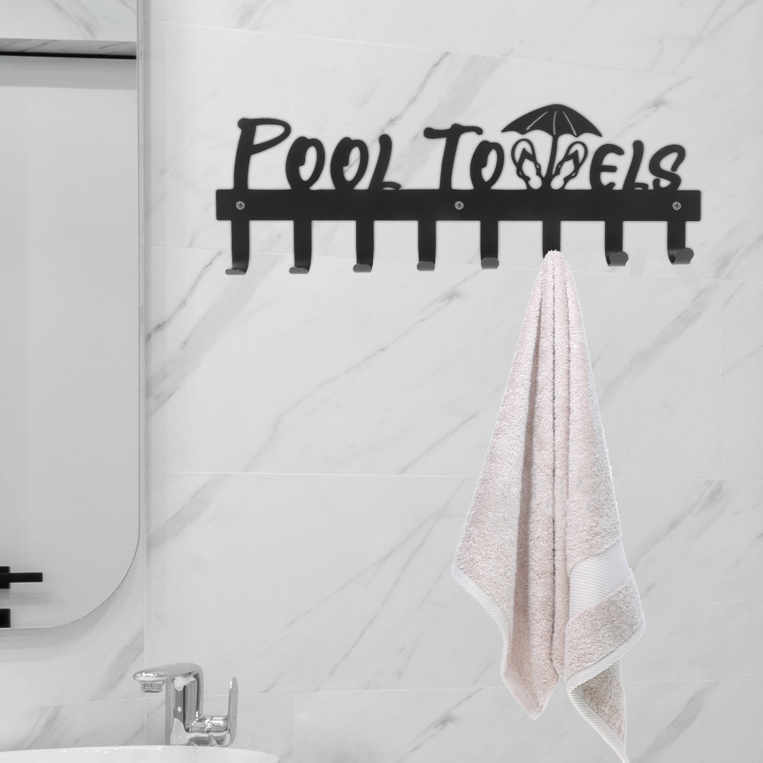 Towel Hook Rack Wall Mounted Rack Metal Towel Hook Rail for Hat Towel Robes Keys