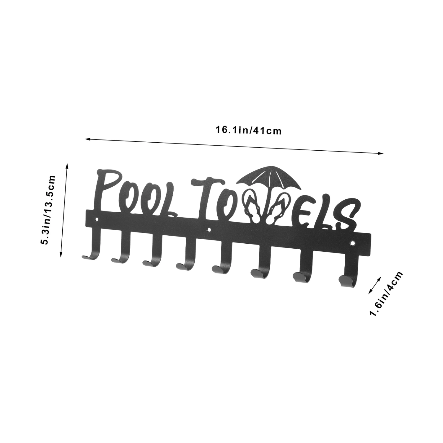 Towel Hook Rack Wall Mounted Rack Metal Towel Hook Rail for Hat Towel Robes Keys