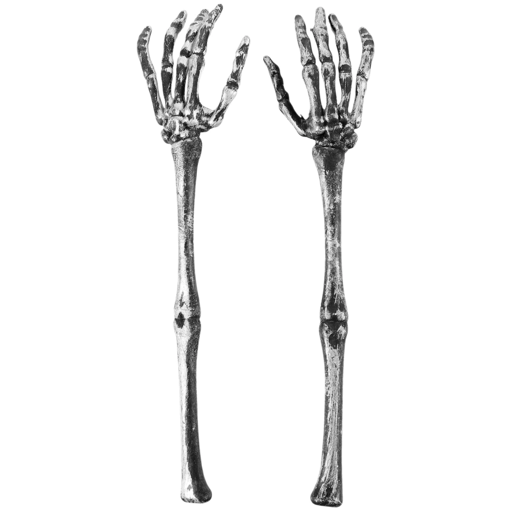 1 Pair of Halloween Skeleton Arm Stake Decoration Skull Hands Garden Halloween Prop