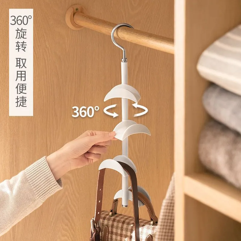 Handbag Hanger Rotation 4-layer Bag Holder Hook Wardrobe Bag Organization Hanger