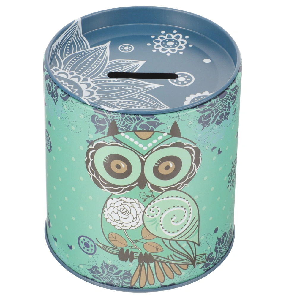 Cartoon Piggy Bank Owl Pattern Coin Container Kids Money Bank Tinplate Coin Jar