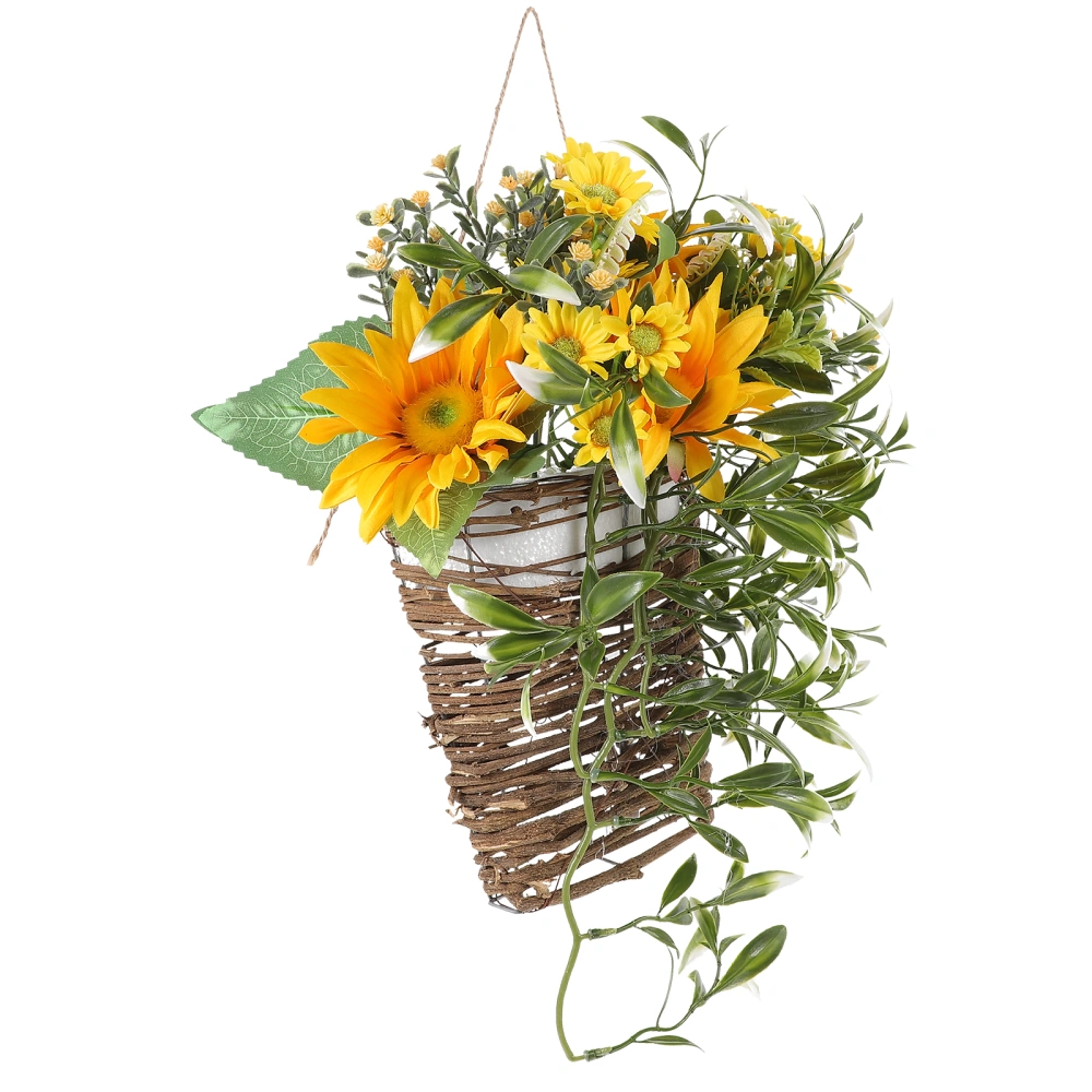 Hanging Beautiful Flower Basket Door Artificial Flower Lifelike Flower Basket for Door