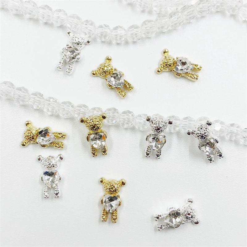 20pcs Bear Manicure Rhinestones 3D Shiny Bear Shaped DIY Nail Art Rhinestones Decoration