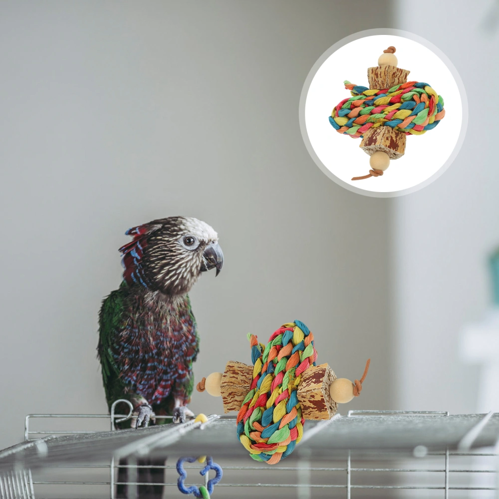 Hanging Bird Toy Parrot Chewing Toy Tear-resistant Bird Bite Toy Bird Cage Parrot Foraging Toy